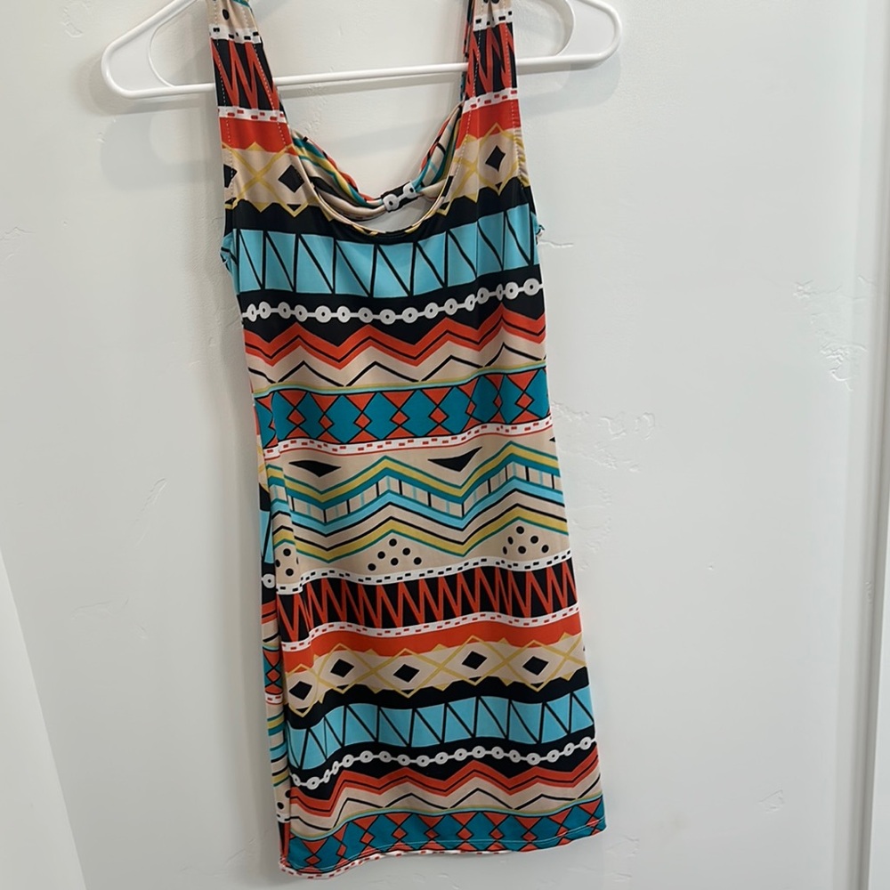 Multicolor Geometric Pattern Dress